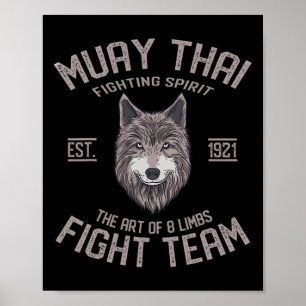 Affiche Loup de Muay Thai Boxe Thaïlandaise Kickboxing