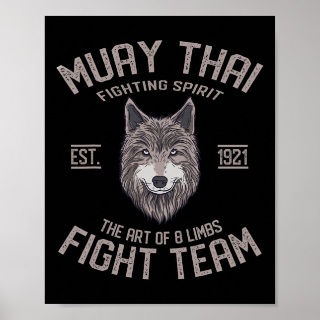 Affiche Loup de Muay Thai Boxe Thaïlandaise Kickboxing  (Devant)