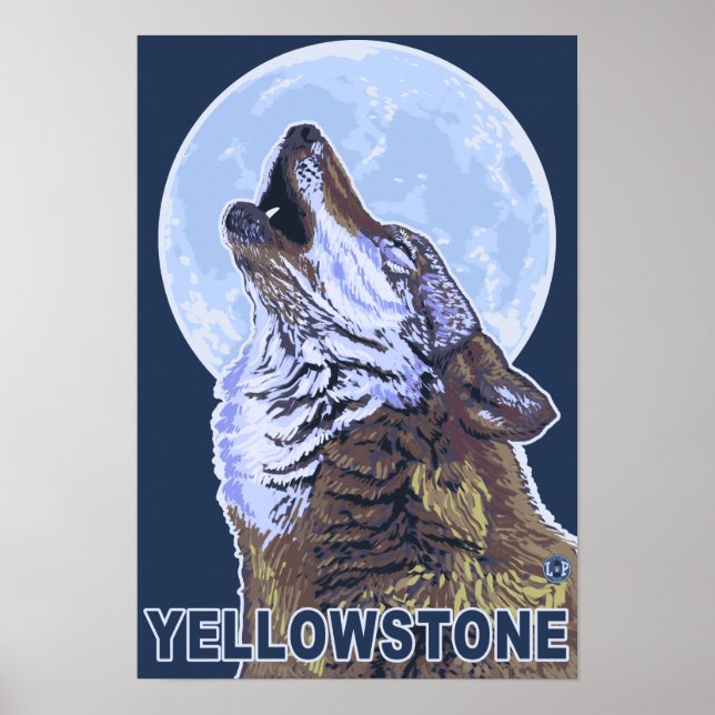 Affiche Loup de YellowstoneHowling (Devant)