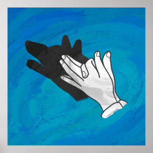 Affiche Loup en bleu