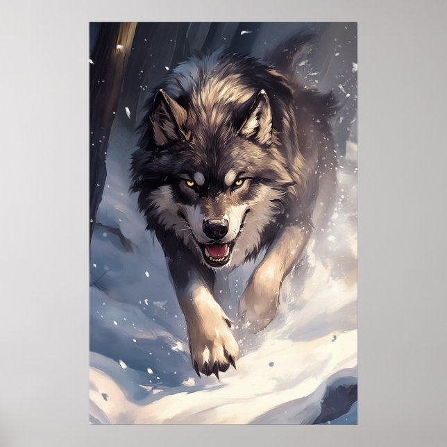 Affiche Loup en hiver (Devant)