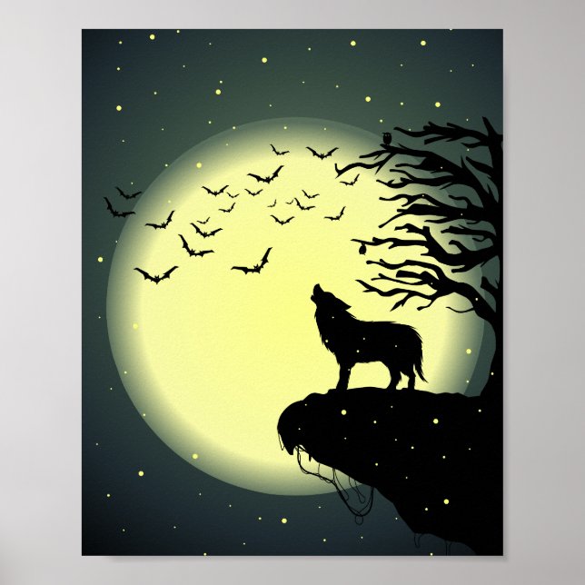 Affiche loup et lune (Devant)