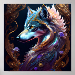 Affiche Loup étoilé fantastique