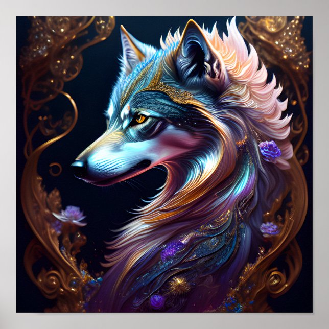 Affiche Loup étoilé fantastique (Devant)