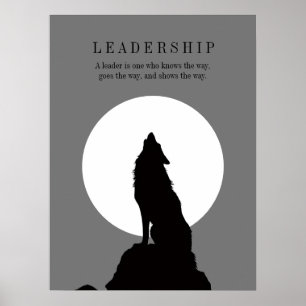 Affiche Loup hurlant au leadership Pop Art Gris Noir