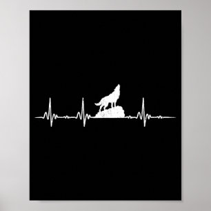 Affiche Loup Hurlement Battement de coeur Animaux Loups Am