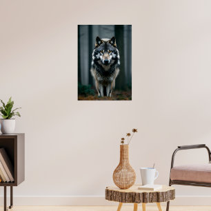 Affiche Loup majestueux dans les ombres forestières