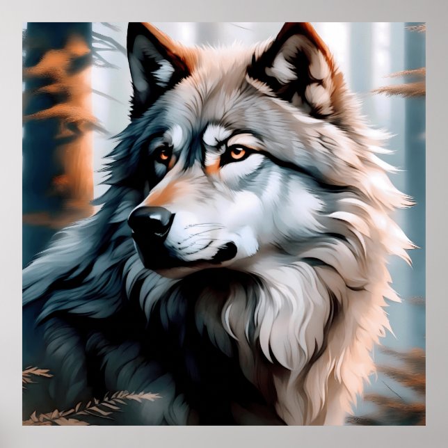 Affiche Loup majestueux : L'Esprit du Sauvage (Devant)