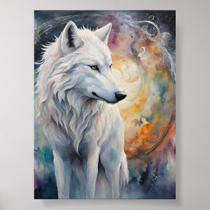 Affiche Loup mystérieux dans la magie des couleurs