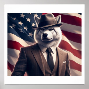 Affiche Loup patriotique