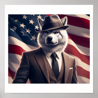 Affiche Loup patriotique