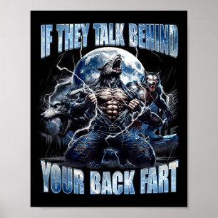 Affiche Loup s'ils parlent dans votre dos Pet Fart Drôle C