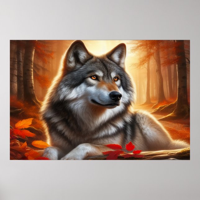 Affiche Loup solitaire dans la forêt : Solitude dans la na (Devant)