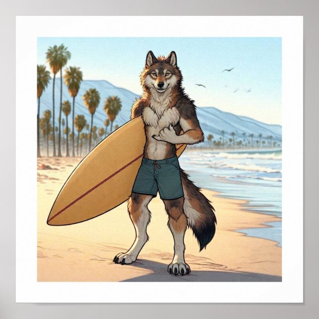 Affiche Loup surfeur   (Devant)