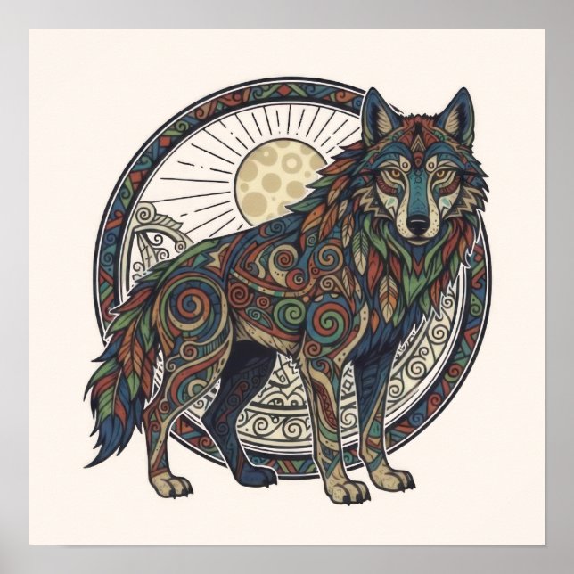 Affiche Loup Tribal (Devant)