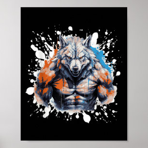 Affiche Loup Workout Gym Fighter Bodybuilder