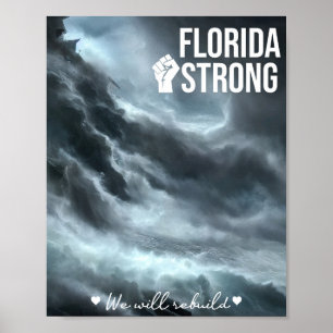 Affiche L'ouragan Ian Florida Forte Nous Reconstruirons Sq