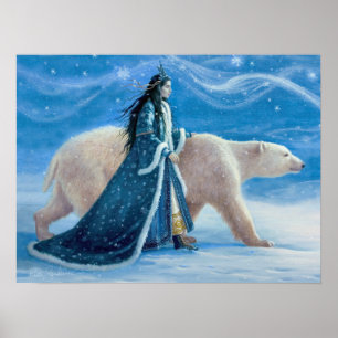 Affiche L'ours blanc et la princesse 12x16 de neige
