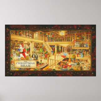 Affiche L'ours de Noël Le magasin de jouets du Père Noël