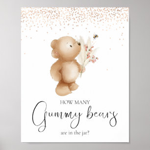 Affiche L'ours et l'abeille   Combien ? Jeu baby shower