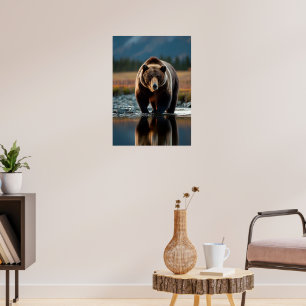 Affiche L'ours majestueux au bord de la rivière