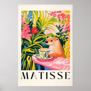 Affiche Loutre buvant du café, Art d'animaux de forêt, Est