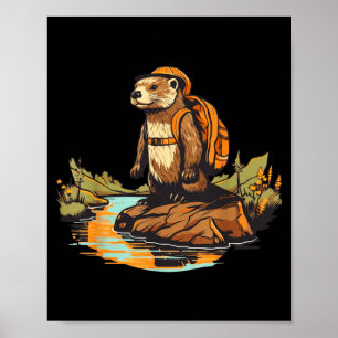 Affiche Loutre de rivière randonnée sac à dos animal extér