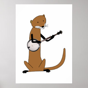 Affiche Loutre jouant l'affiche de banjo