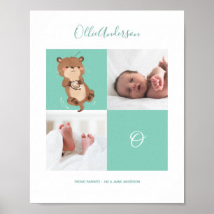 Affiche Loutre • Monogramme Alphabetique Cadeau Baby Showe
