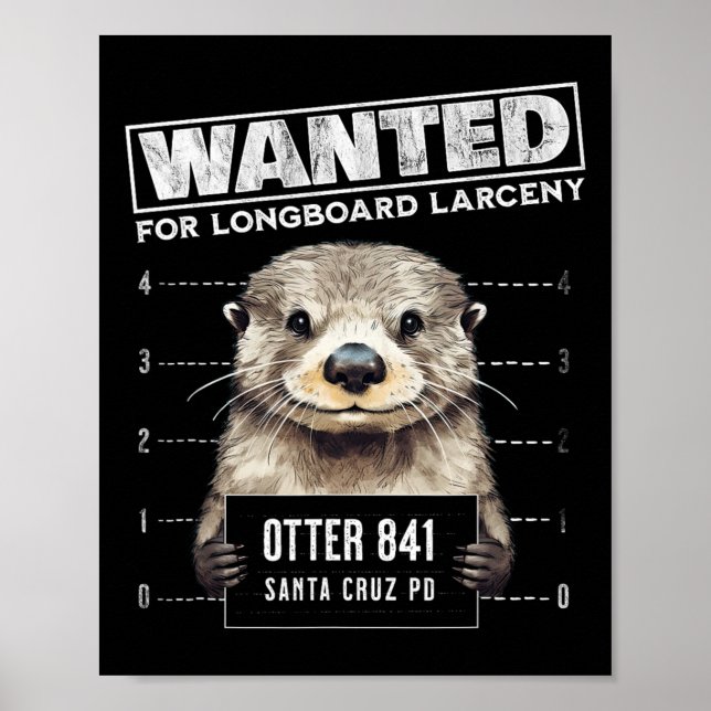 Affiche Loutre surfeuse 841 recherchée pour vol de planche (Devant)