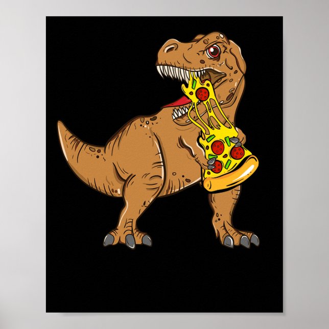 Affiche Louveur de tranche de pizza Dinosaur (Devant)