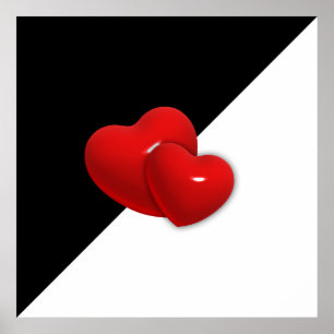 Affiche love-489522 Coeurs rouges triangle noir blanc