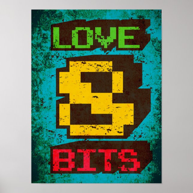 Affiche Love 8 bits (Devant)