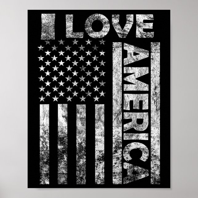 Affiche Love America Shirt Usa Drapeau 4 Juillet Indépenda (Devant)