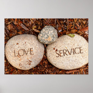 Affiche Love and Service - Spiritual Religious Stones