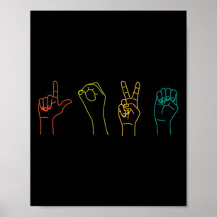 Affiche Love Asl Langue des Signes Alphabet Valentines Jou