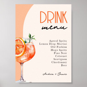 Affiche Love at First Spritz Mariage Drinks Menu