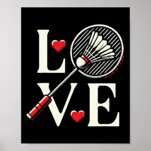Affiche Love Badminton Player Heart Racket Shuttle