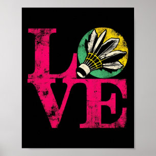 Affiche Love Badminton - Vintage Badminton Shuttl