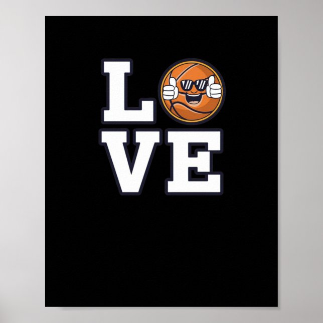 Affiche Love Basketball Design Avec Cool Emoji Et (Devant)