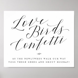 Affiche Love Birds Confetti Seeds Calligraphy Wedding Sign