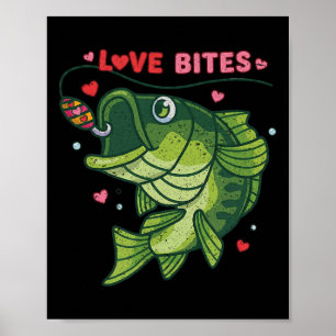 Affiche Love Bites Funny Fish Saint Valentin