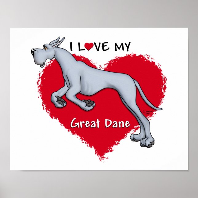 Affiche Love Blue Great Dane (Devant)
