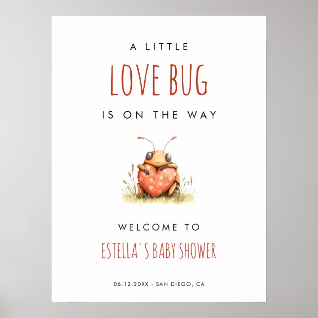 Affiche Love Bug Baby Shower Welcome (Devant)