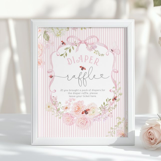 Affiche Love Bug Diaper Raffle Bow Wildflower Baby Shower (Créateur téléchargé)