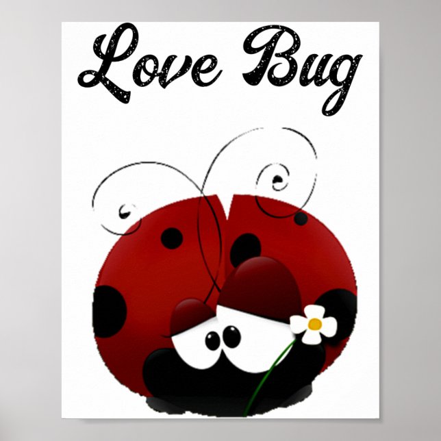Affiche Love Bug Ladybug Mignon Dessin Animé Saint Valenti (Devant)