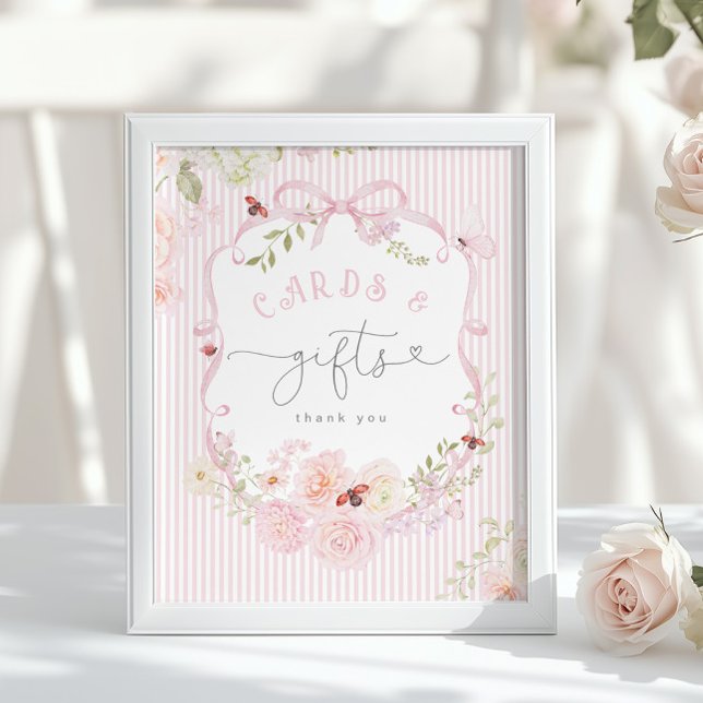 Affiche Love Bug Pink Bow Cards and gifts Baby Shower (Créateur téléchargé)