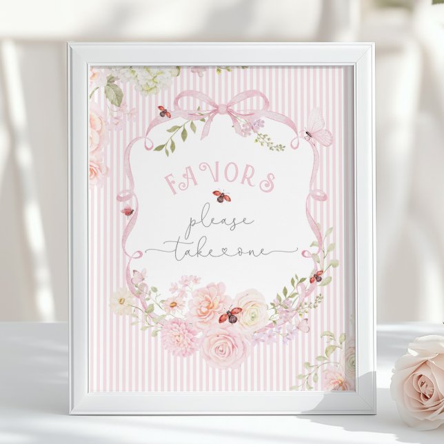 Affiche Love Bug Wildflower Favors Baby Shower Pink (Créateur téléchargé)