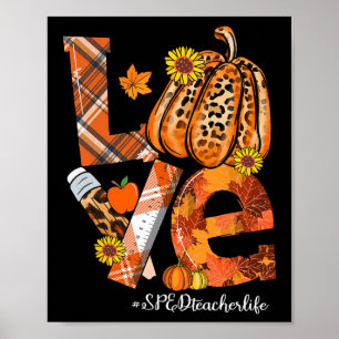 Affiche LOVE Citrouille Leopard SPED Enseignant Vie Tombée