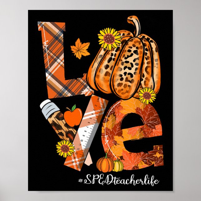 Affiche LOVE Citrouille Leopard SPED Enseignant Vie Tombée (Devant)